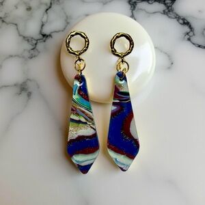 Colorful handmade stone look clay Drop Earrings